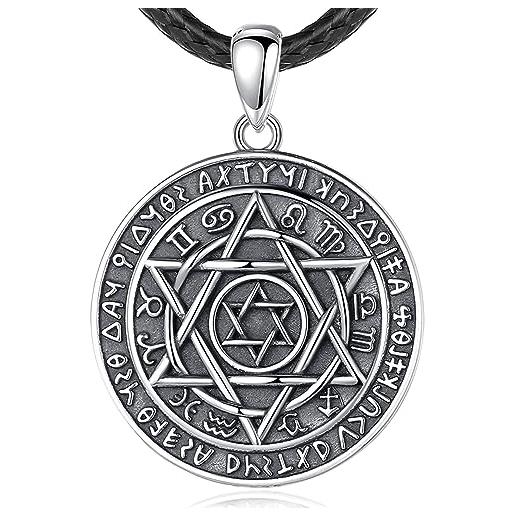 EUDORA Harmony Ball collana in argento sterling con 12 costellazioni, stella a sei punte, con sigillo di salomone per donna uomo, ciondolo con amuleto energetico per moglie e marito, 61 cm