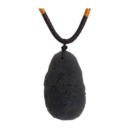 PELEIFA collana in pietra cintamani, tectite grezza di cristallo di saffordite, forma irregolare di ogni meteorite