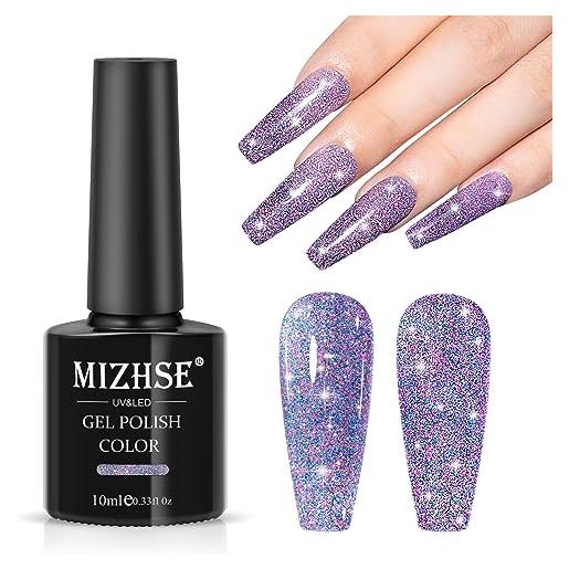 MIZHSE smalto uv glitterato, colore lilla, lucidante in gel riflettente, scintillante, brillantini, brillantini, brillantini, brillantini, brillantini, gel luccicanti, per nail art, kit iniziale da 10