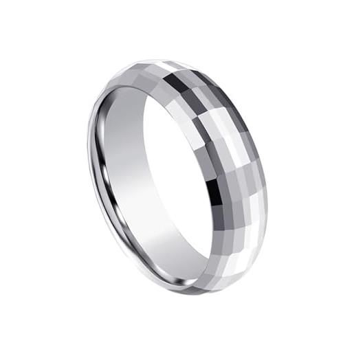 ANAZOZ fedi personalizzate anello uomo donna fedina, anelli tungsteno uomo anello rotondo semplice 6mm anello argento misura 14(54mm)