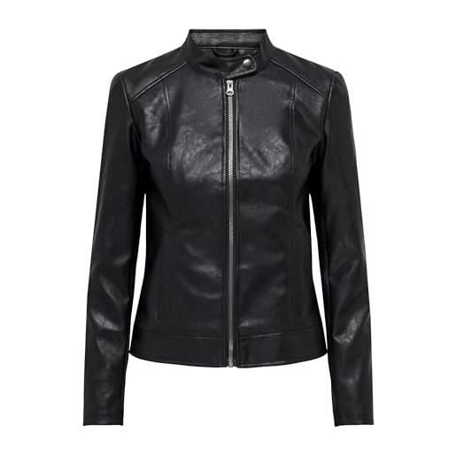 Only jdyemily faux leather jacket otw noos giacca in ecopelle, nero, xs donna