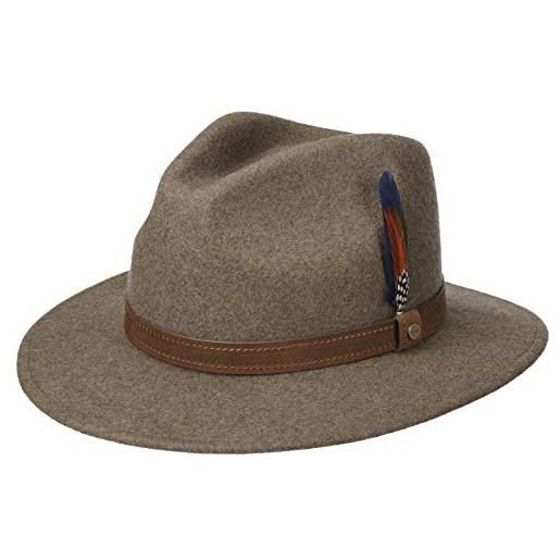 Stetson cappello in lana rincova traveller uomo - feltro di outdoor con fascia pelle autunno/inverno - m (56-57 cm) marrone chiaro