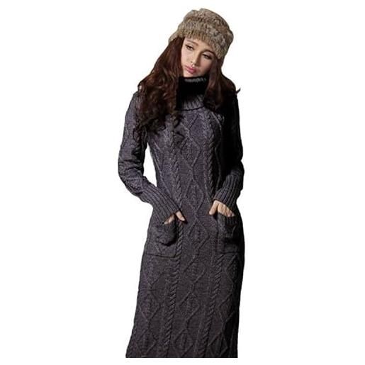 BWGHBH donna maglione vestiti collo alto casual abito lavorare maglia lungo vestito antivento e caldo(nero)
