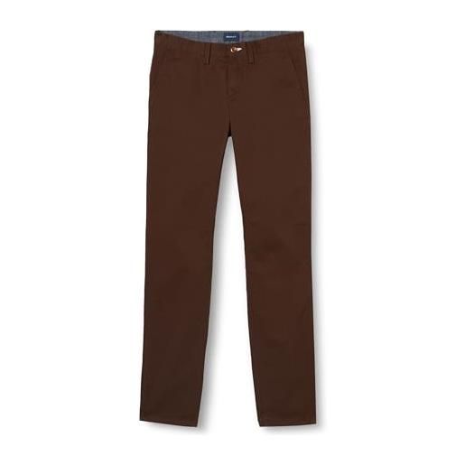 GANT hallden twill chinos pantaloni eleganti da uomo, marrone ( roasted walnut ), 32w / 34l uomo