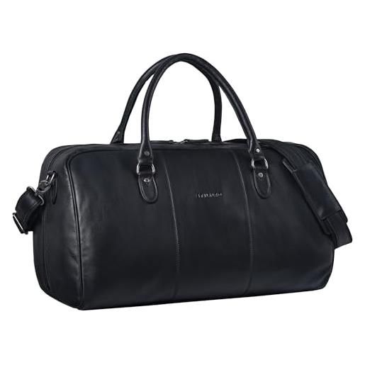 STILORD 'jarvis' borsa da viaggio di lusso in pelle donna weekender uomo borsa fitness donna borsa sportiva grande bagaglio a mano, colore: nero