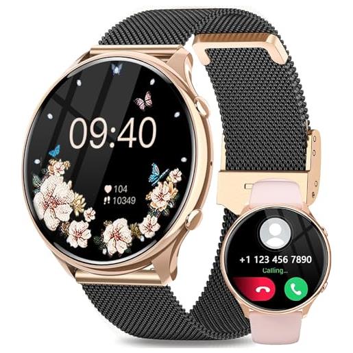 Fitonme smartwatch donna con chiamate, 1.39 hd orologio smartwatch, smart watch con contapassi cardiofrequenzimetro spo2 sonno, 120+ sport, impermeabil ip67 fitness tracker per android ios