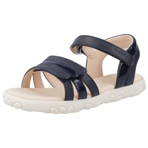 Geox j sandal haiti girl, sandali bambine e ragazze, bianco/argento (white/silver), 27 eu