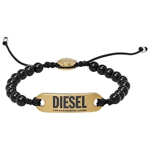 Diesel bracciale per uomo perline, lunghezza: 165-250mm, larghezza: 8mm, altezza: 4mm nero bracciale semi-prezioso, dx1360710
