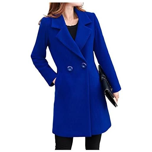 Suzanne cappotto invernale elegante termico di media lunghezza signora soprabito royal blue 2xl