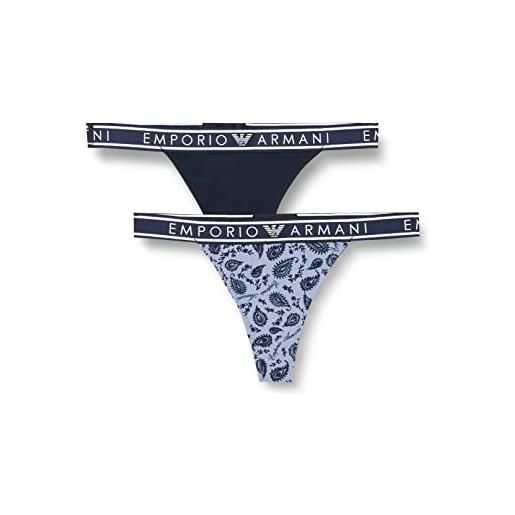 Emporio Armani thong panties in cotone stampato tanga da donna, marine/paisley pr, xs