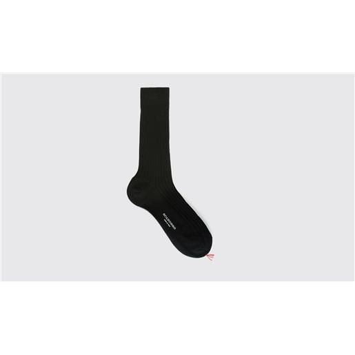 Scarosso black wool calf socks nero - lana merino