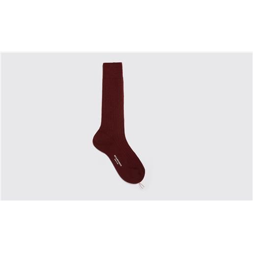 Scarosso burgundy wool calf socks borgogna - lana merino