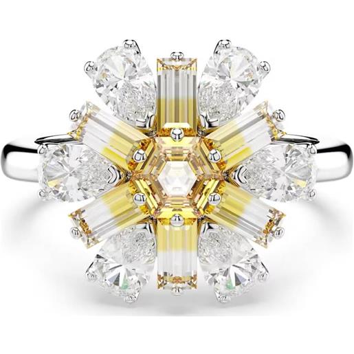 SWAROVSKI anello cocktail idyllia, fiore, giallo, placcato rodio 50-55