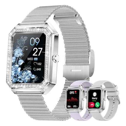 Efolen smartwatch donna, 1.59 orologio smartwatch chiamate e risposta alexa integrato fitness tracker con contapassi cardiofrequenzimetro spo2 sonno, contapassi impermeabile ip68 per android ios