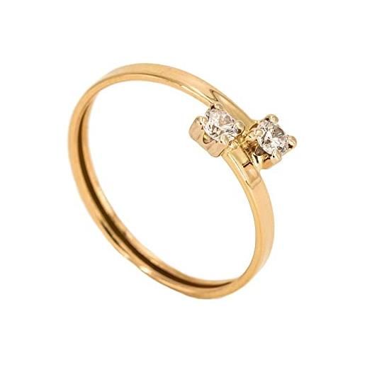 Priority - anello in oro 18 k con zirconi incastonati, anello da donna | anello con zirconi | anello da 18 carati | regalo per innamorati e oro giallo, 19, cod. 66198-19