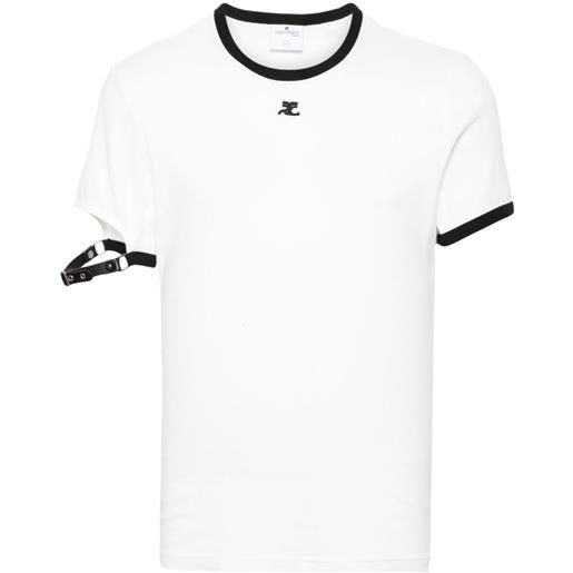 Courrèges t-shirt con fibbia - bianco
