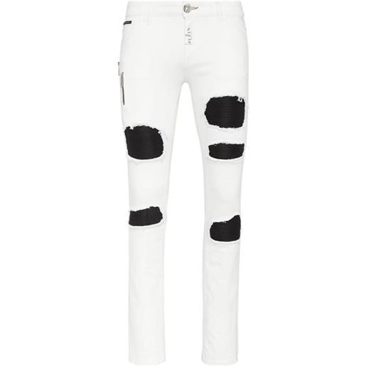 Philipp Plein jeans slim con effetto vissuto - bianco