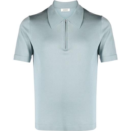 SANDRO short-zip piqué-weave polo shirt - blu