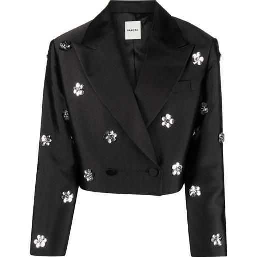 SANDRO blazer crop con decorazione - nero