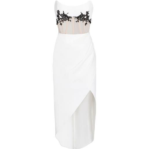 Marchesa Notte abito asimmetrico con corsetto - bianco