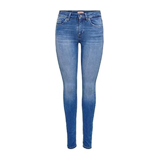Only onlblush life mid skinny rea12187 noos jeans, media blu denim, (xs) w x 32l donna