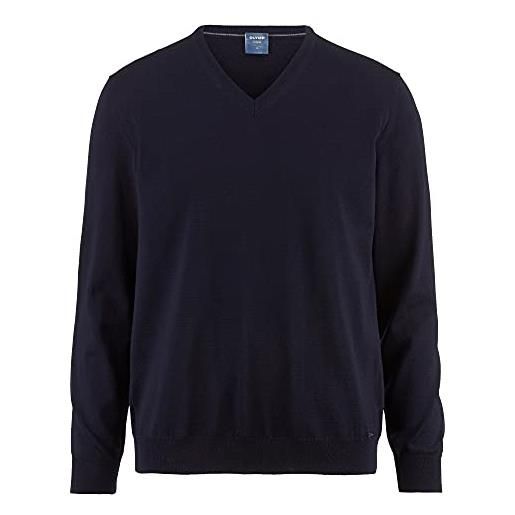Olymp maglione con scollo a v gomitolo di lana merino mittelrot blu scuro m