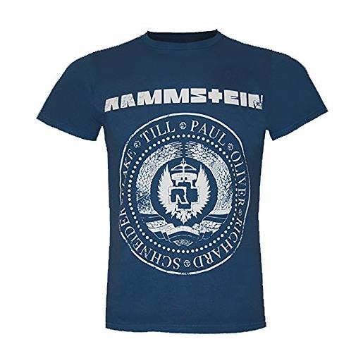Rammstein maglietta da uomo est. 1994, ufficiale band merchandise fan shirt navy con stampa frontale bianca, blu navy, s