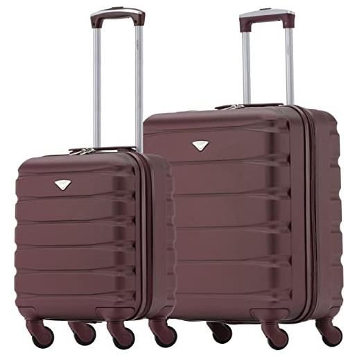Flight Knight set di 2 valigie leggere rigide in abs con 4 ruote - bagaglio a mano 45 x 36 x 20 cm + 56 x 45 x 25 cm - dimensioni massime cabina easyjet - set di 2 bagagli a mano da aereo