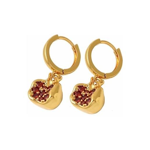 Generic orecchini melograno design popolare sensazione placcatura 1 oro zircone retro temperamento luce pendente di lusso con gli orecchini dtw141, misura unica, 18 carati