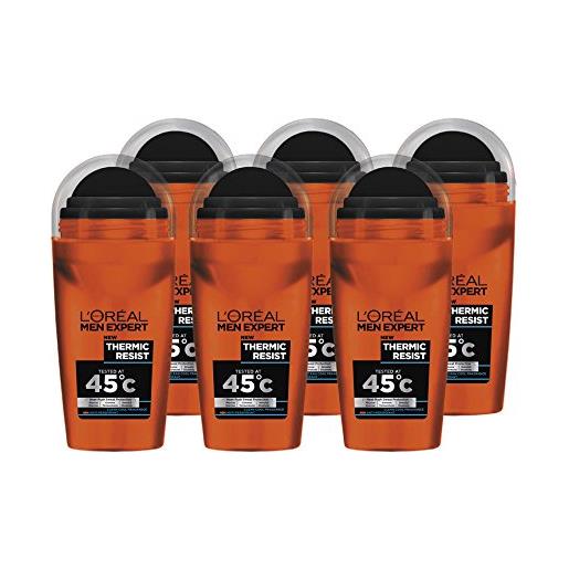 L'oréal men expert thermic resist 48h deodorante anti-traspirante per uomo 50 ml, confezione da 6