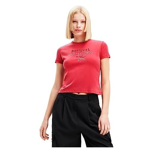 Desigual ts_love art t-shirt, colore: rosso, m donna