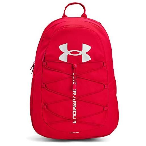 Under Armour adult hustle sport backpack , red (600)/metallic silver , one size fits all