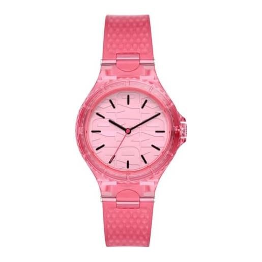 DKNY orologio chambers da donna, movimento al quarzo a tre lancette, cassa in nylon rosa 36 mm con cinturino in poliuretano, ny6643