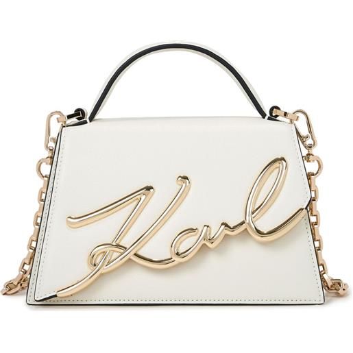 Karl Lagerfeld borsa a tracolla signature piccola - bianco
