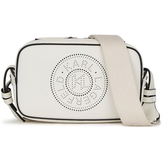 Karl Lagerfeld borsa a tracolla k/circle con logo traforato - bianco