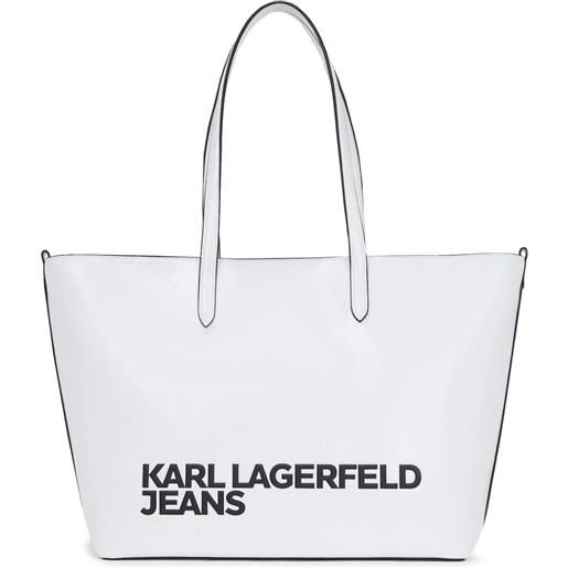 Karl Lagerfeld Jeans borsa tote essential con stampa - bianco