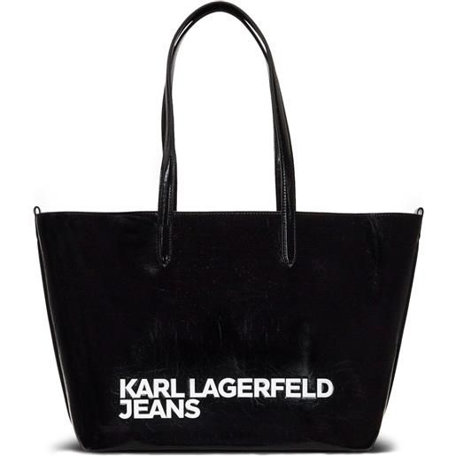 Karl Lagerfeld Jeans borsa tote essential con stampa - nero