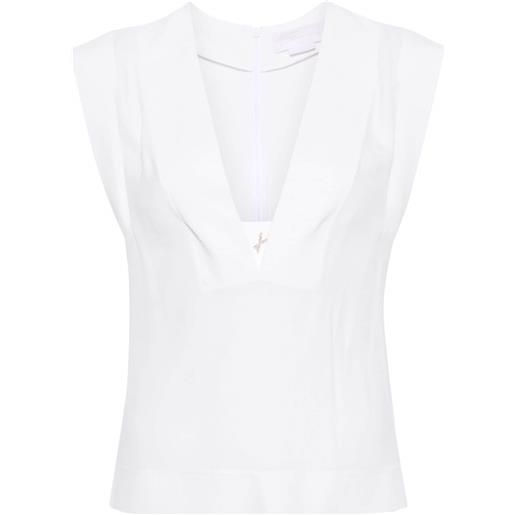 Genny blusa smanicata con logo - bianco