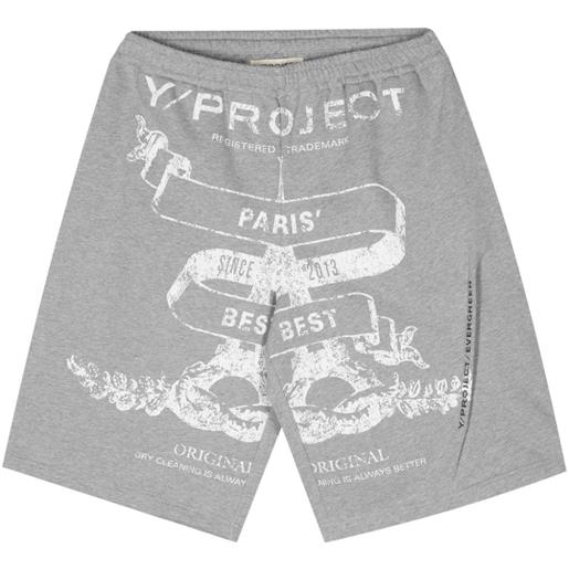 Y/Project shorts con stampa - grigio
