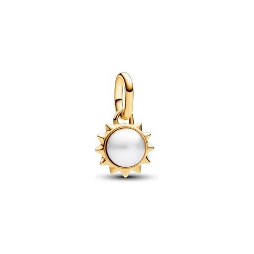 Pandora me mini pendente con sole placcato in oro 14k con perla coltivata d'acqua dolce bianca trattata