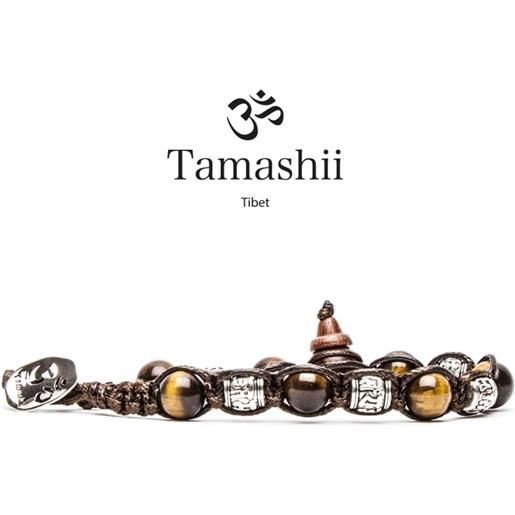 Tamashii bracciale ruota della preghiera alternato occhio di tigre marrone Tamashii unisex