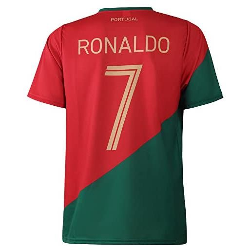 Kingdo maglia da calcio portogallo ronaldo home - bambino e adulto, rosso, l