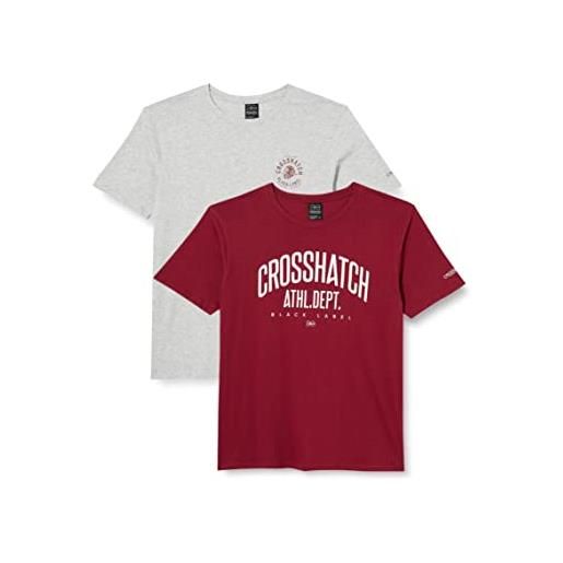 Crosshatch oldskool t-shirt, rosso/grigio marl, s uomo
