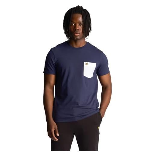 Lyle & Scott uomo t-shirt con tasca a contrasto blu navy/blanco m