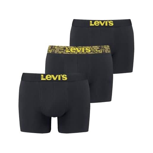 Levi's men's pattern waistband boxer briefs gift box 3 pack slip, black combo, m uomini