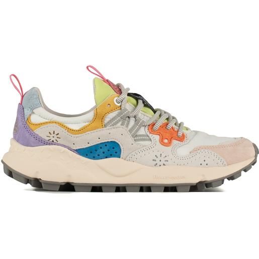 Flower Mountain yamano 3 sneakers in suede e nylon bianco e rosa