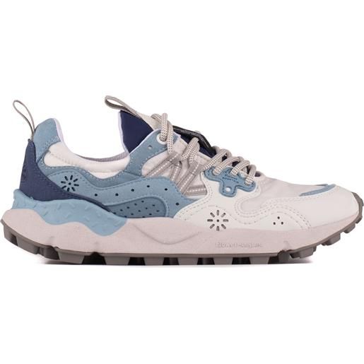 Flower Mountain sneakers in eco suede e nylon bianco grigio e navy