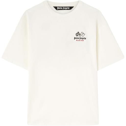 Palm Angels t-shirt racing con stampa - bianco