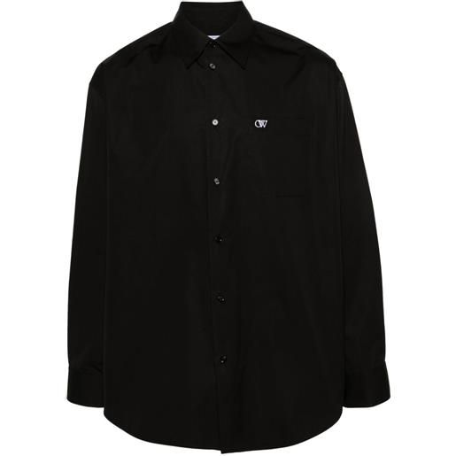 Off-White camicia con ricamo - nero