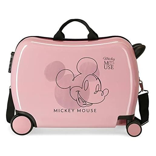 Disney topolino outline valigia per bambini rosa 50 x 38 x 20 cm rigida abs chiusura a combinazione laterale 34 l 1,8 kg 4 ruote equipaggiamento a mano